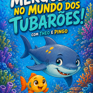 Capa da revista infantil sobre tubarões PDF Papo de Bichinhos com Theo e Pingo