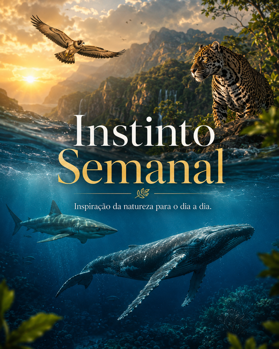 Instinto Semanal, série sobre comportamento animal e inspiração na natureza, com animais em diferentes ambientes naturais.